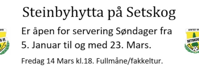 Steinbyhytta åpen (vær- og føreforbehold)
